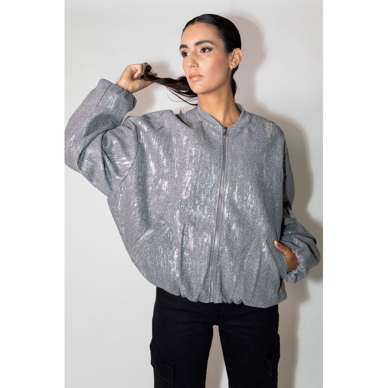 MOMCHIC - Chaqueta Bomber Folea Gris