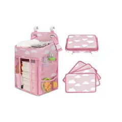 GENERICO - Organizador Cambiador Pañales Para Cuna Carrito De Pañal Rosa