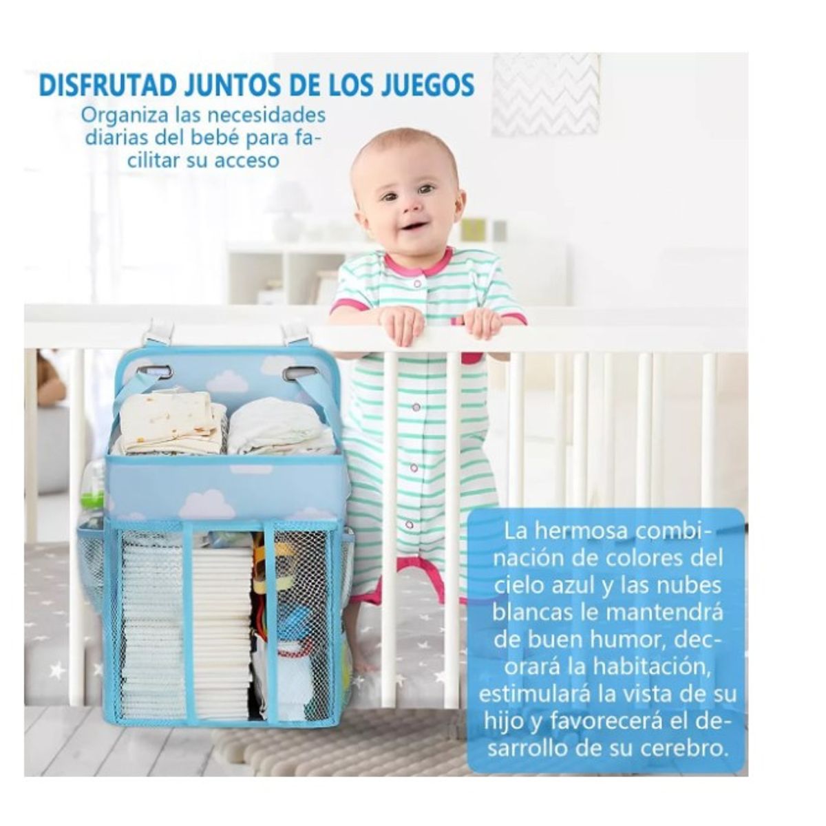 GENERICO - Organizador Cambiador Pañales Para Cuna Carrito De Pañal Azul
