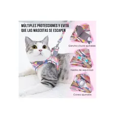 GENERICO - Pechera Arnés Y Correa Ligero Anti-escape Gato Rosa Talla M.