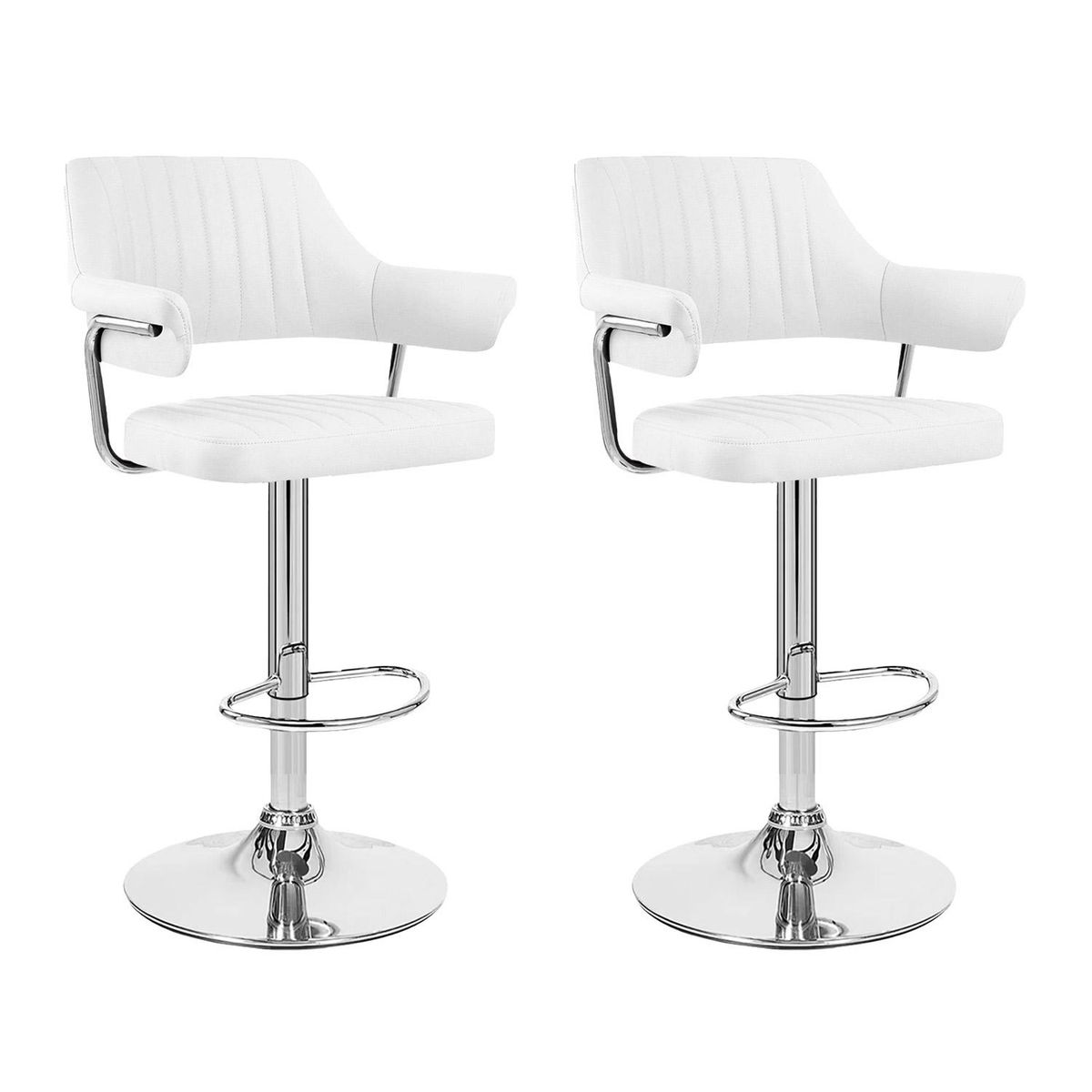 GLOBAL LATIN GROUP - Pack 2 Silla Piso Bar con Respaldo y Posa Brazos - Blanco