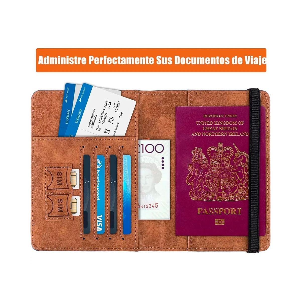 GENERICO - Porta Pasaporte Mujer Documento De Viaje Travel Wallet rfid