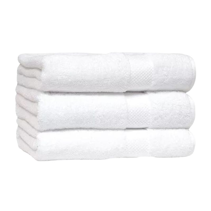 GENERICO - Set 3 Toallas De Cuerpo De Baño Hotel De Algodon Blancas 70x140 370gr