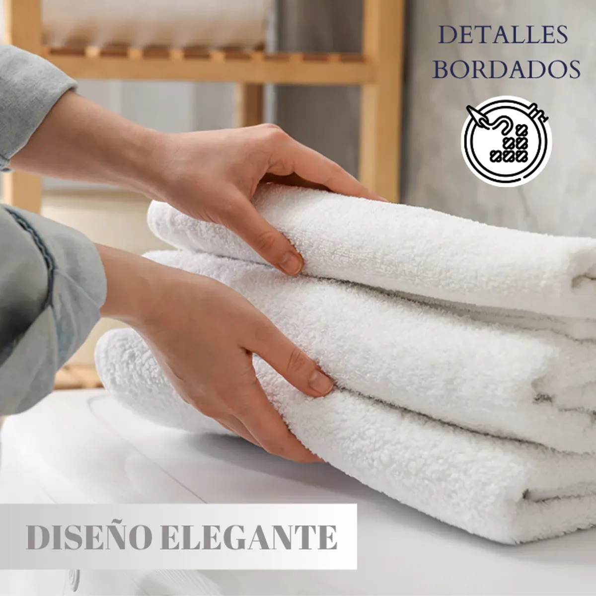 GENERICO - Set 3 Toallas De Cuerpo De Baño Hotel De Algodon Blancas 70x140 370gr