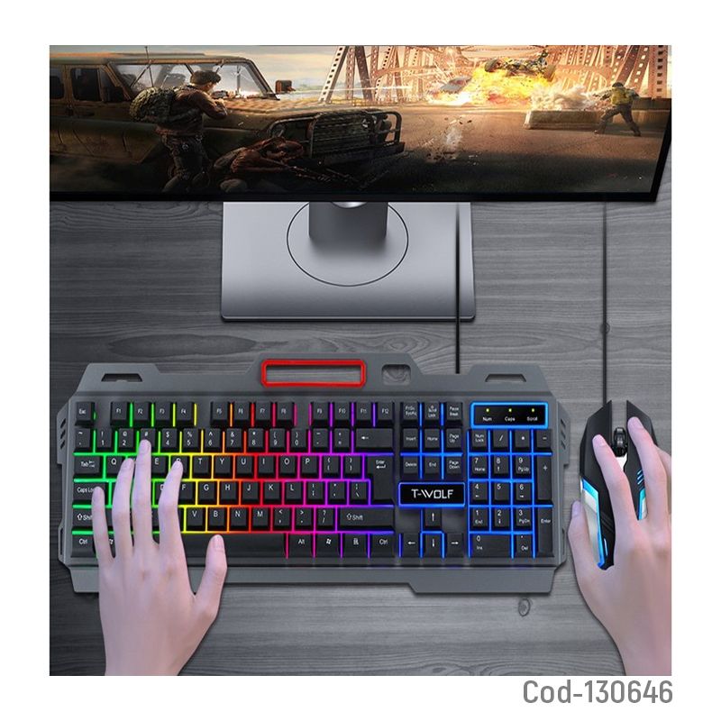 GENERICO - Teclado + Mouse Gamer Con Luz Led Marca WOLF GAMER