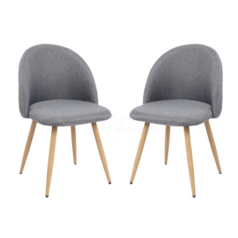 GENERICO - Pack de 2 Sillas estilo nórdico tapiz lino - Gris