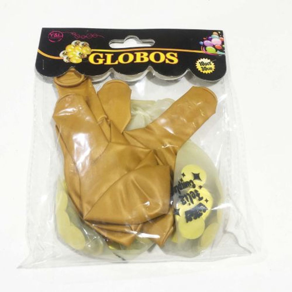 GENERICO - Globos Con Confeti Color Mostaza 10 Unidades