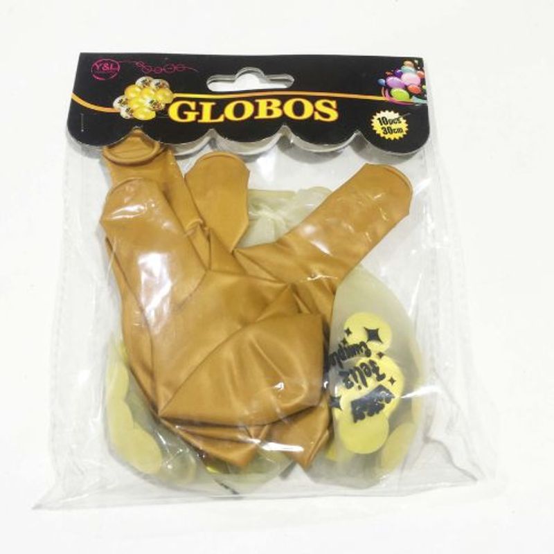 GENERICO - Globos Con Confeti Color Mostaza 10 Unidades