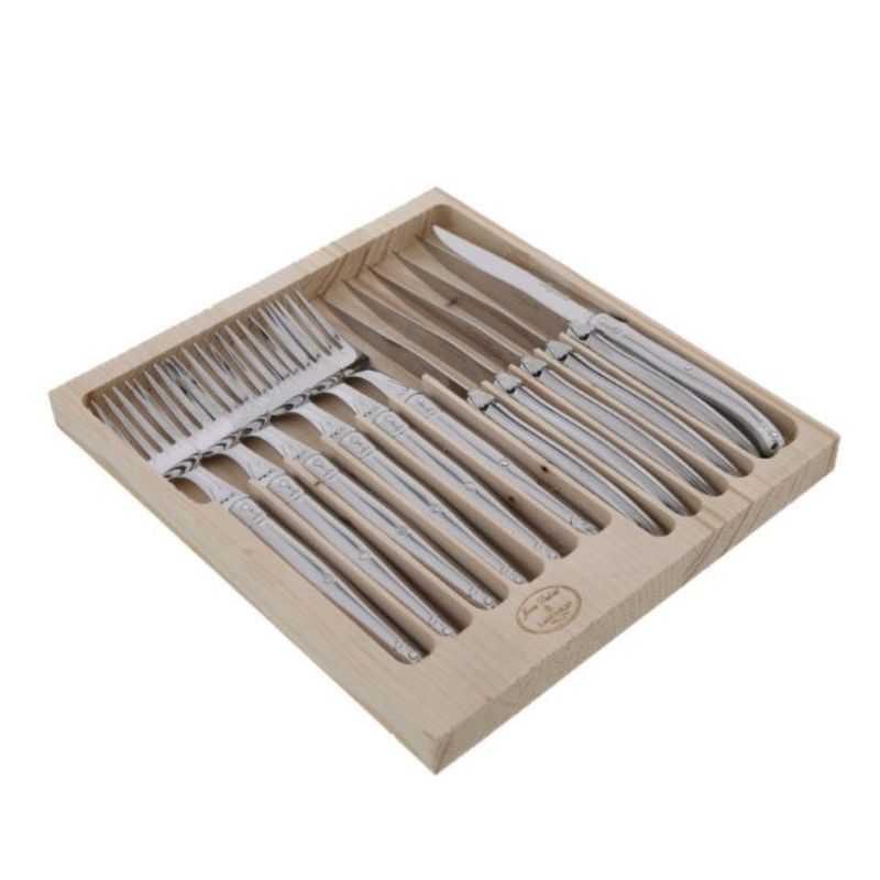 LAGUIOLE - SET 12 PIEZAS ACERO (6 tenedores + 6 cuchillos)