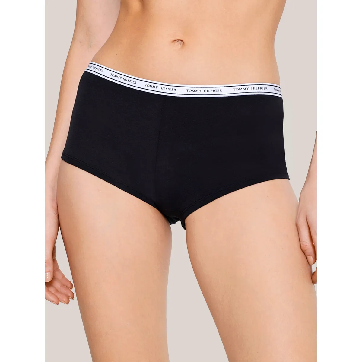 TOMMY HILFIGER - Calzón Boyshort Con Logo Negro Tommy Hilfiger