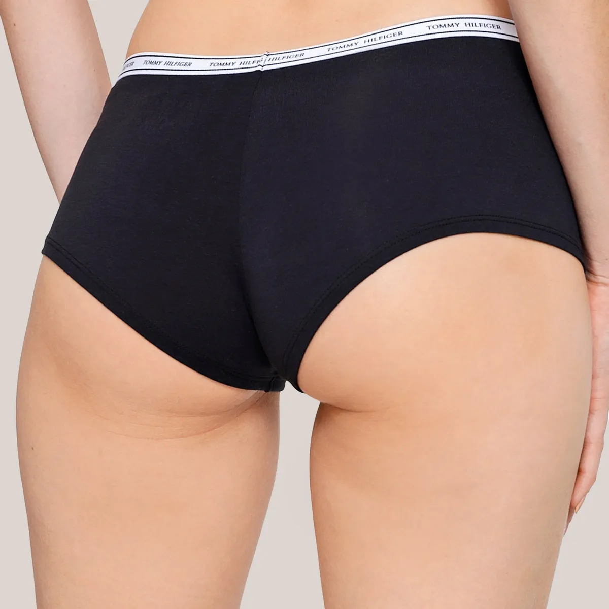 TOMMY HILFIGER - Calzón Boyshort Con Logo Negro Tommy Hilfiger