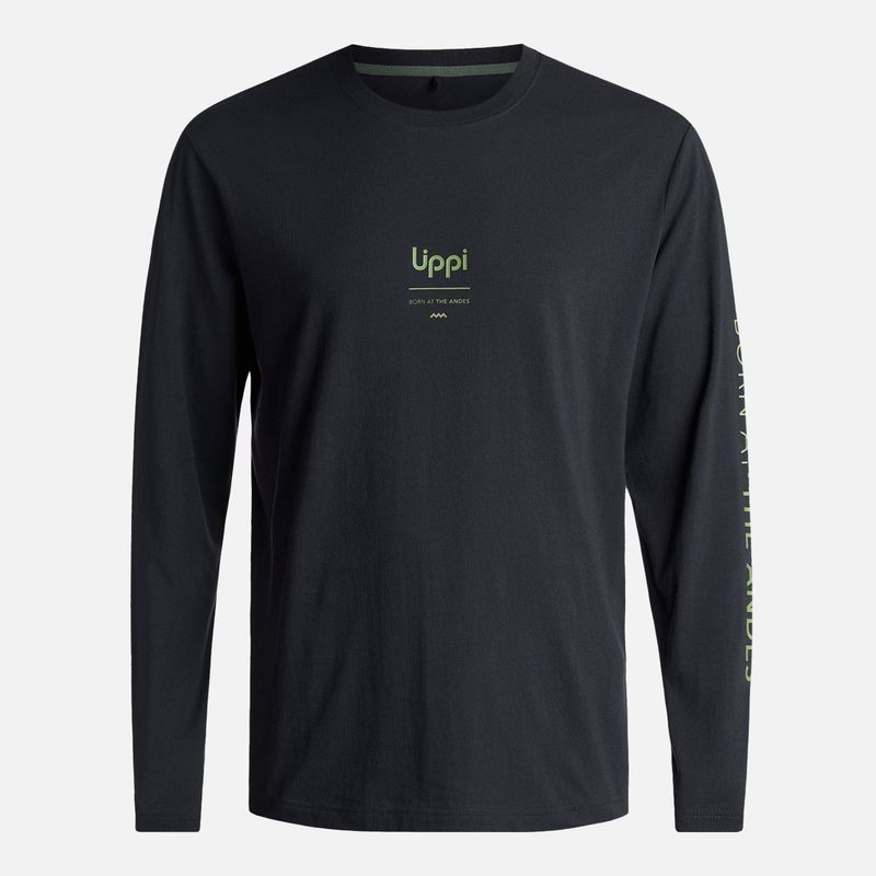 LIPPI - Polera Hombre Logo Lippi Long Sleeve T-Shirt Negro Lippi