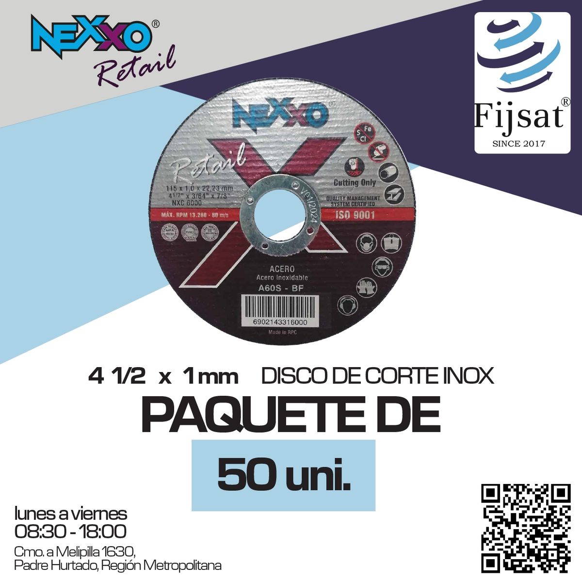 50 Discos de Corte  4 ½ x 1mm - Acero Inox Nexxo, marca GENERICO - Foto 2