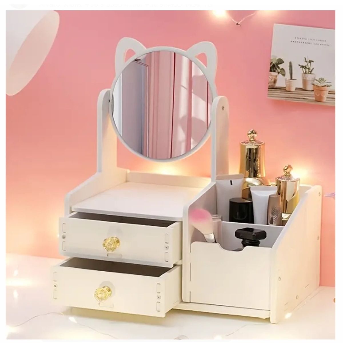 GENERICO - Espejo de Maquillaje Giratorio Blanco