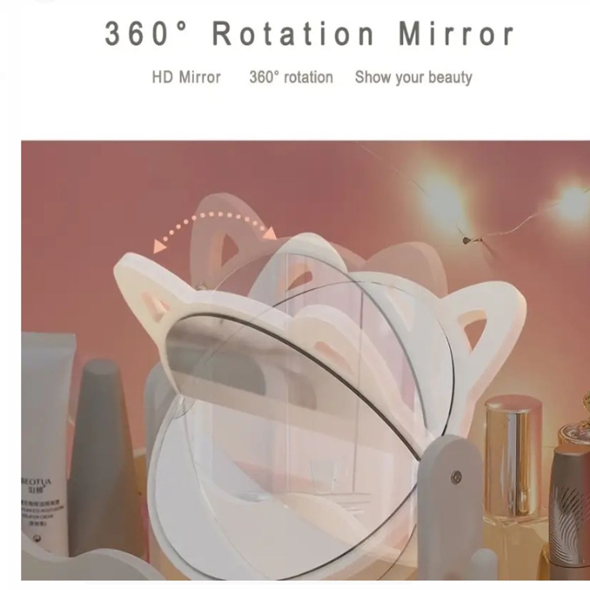 GENERICO - Espejo de Maquillaje Giratorio Blanco