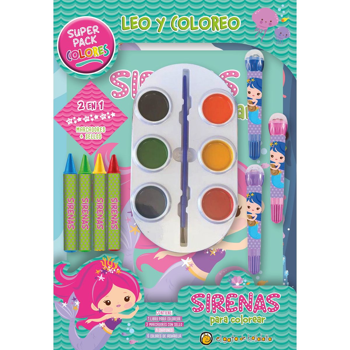 EDITORIAL GUADAL - LIBRO LEO Y COLOREO SUPERPACK - SIRENAS