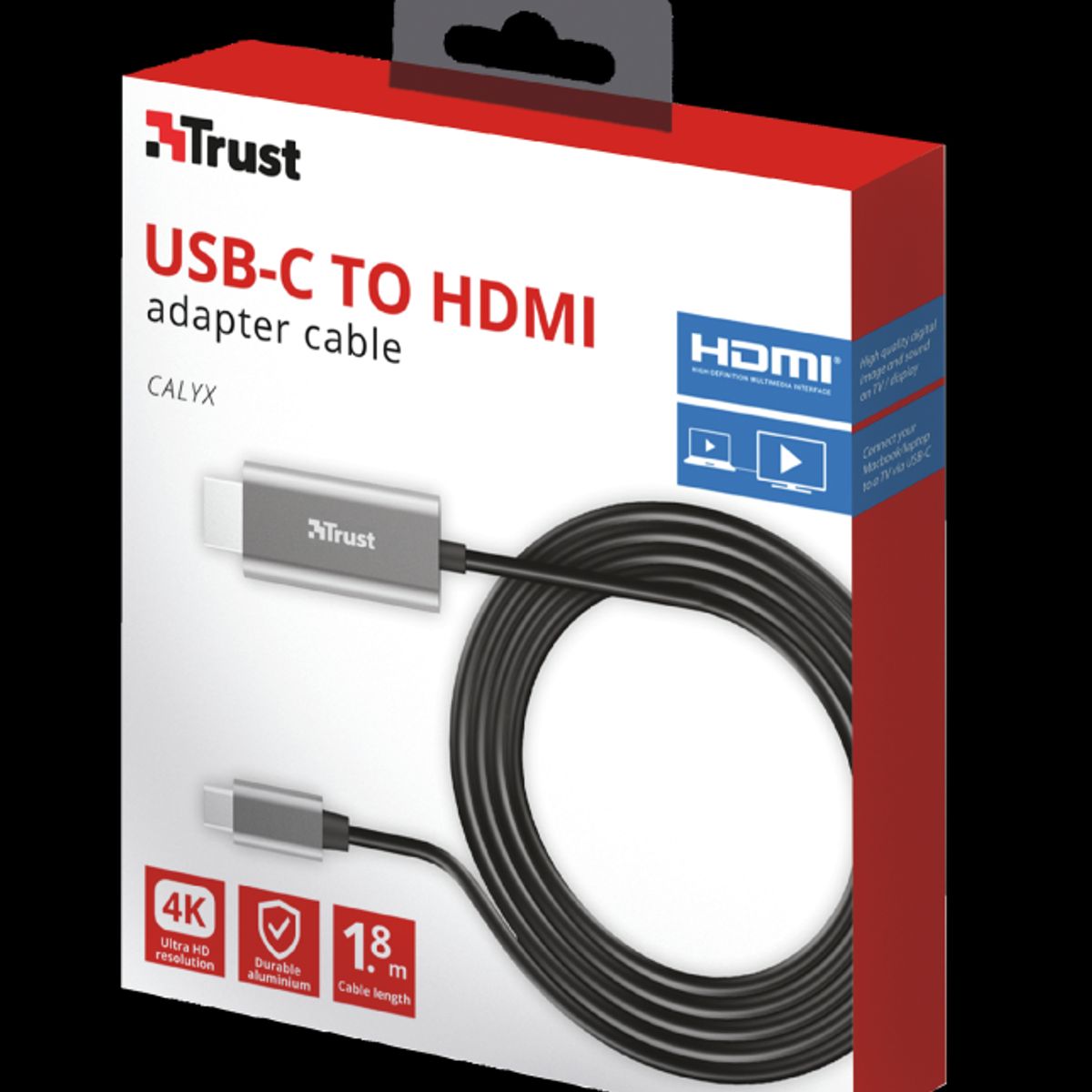 TRUST - Cable HDMI a USB C Trust Calyx 4K Profesional 1.8m Hz - Negro