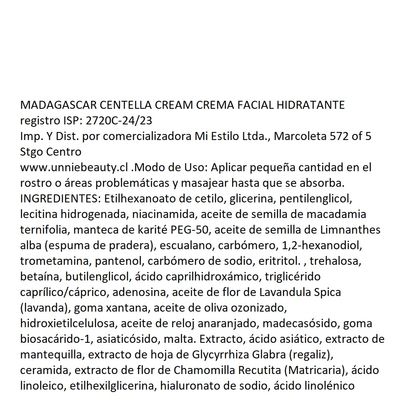 Imagen 2 del producto Crema hidratante centella asiática Madagascar Centella - 75ml.-