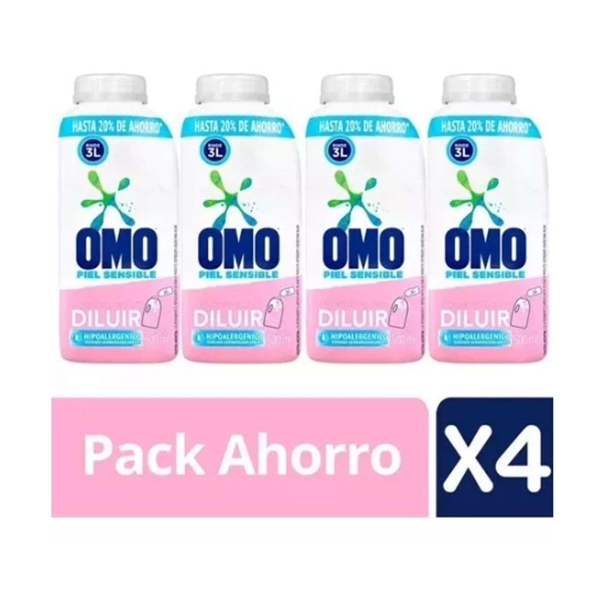 OMO - Omo Detergente Líquido Hipoalergénico 500 Ml - Pack 4 Und