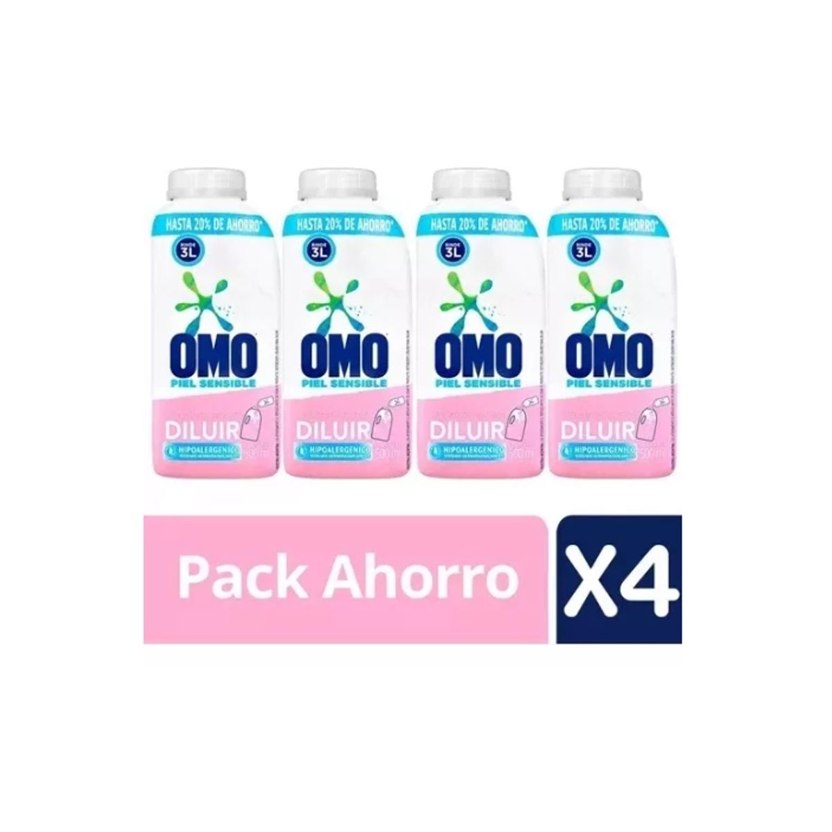 OMO - Omo Detergente Líquido Hipoalergénico 500 Ml - Pack 4 Und
