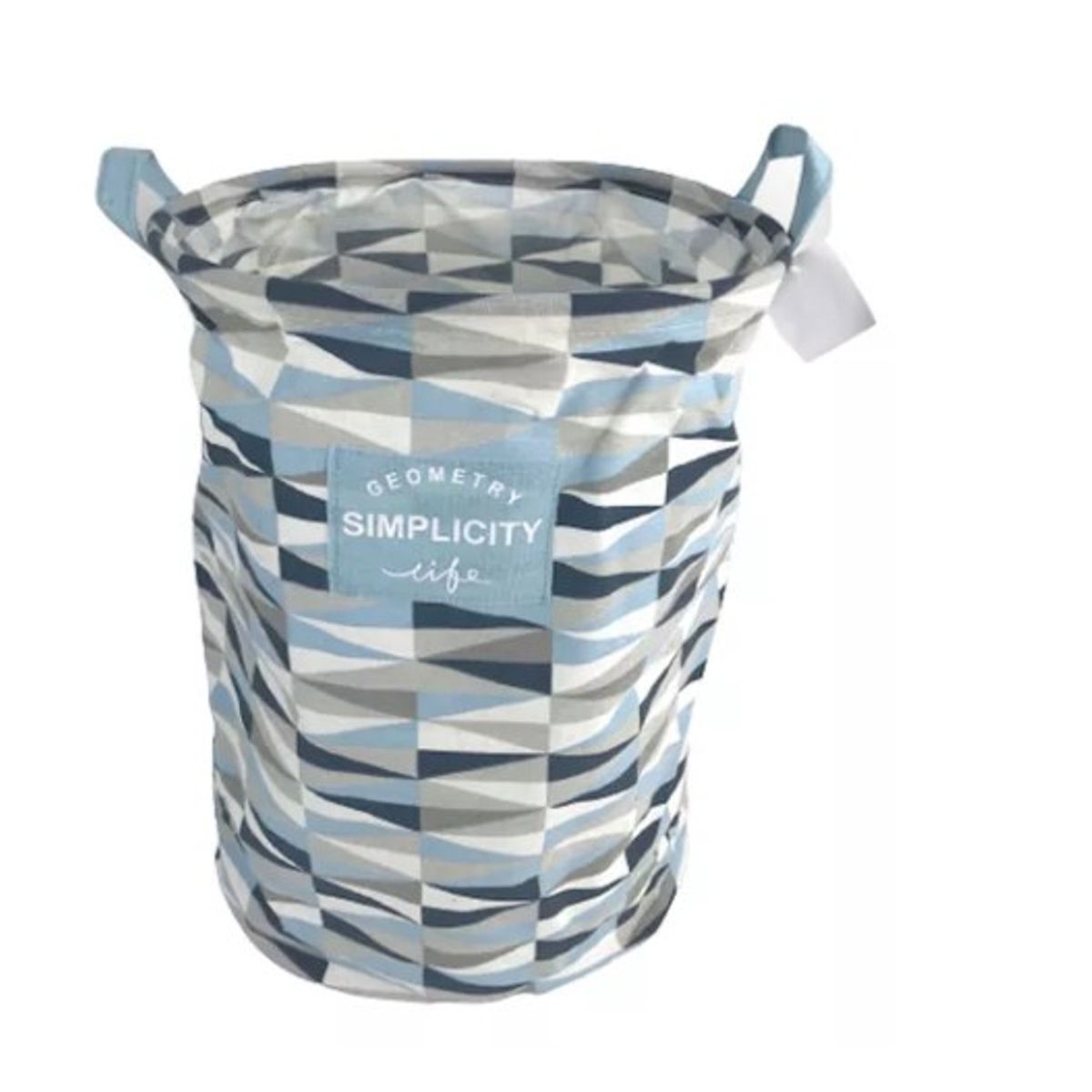 GENERICO - Canasto De Ropa Sucia Plegable Diseño Triángulos Celeste con Gris