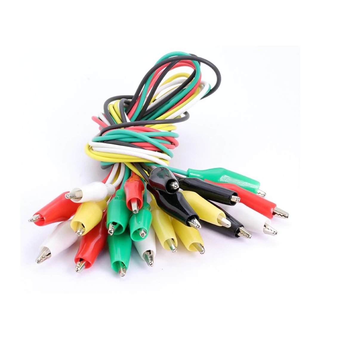 GENERICO - Pack 10 Cables Pinza Caimán Colores Largo 50cm