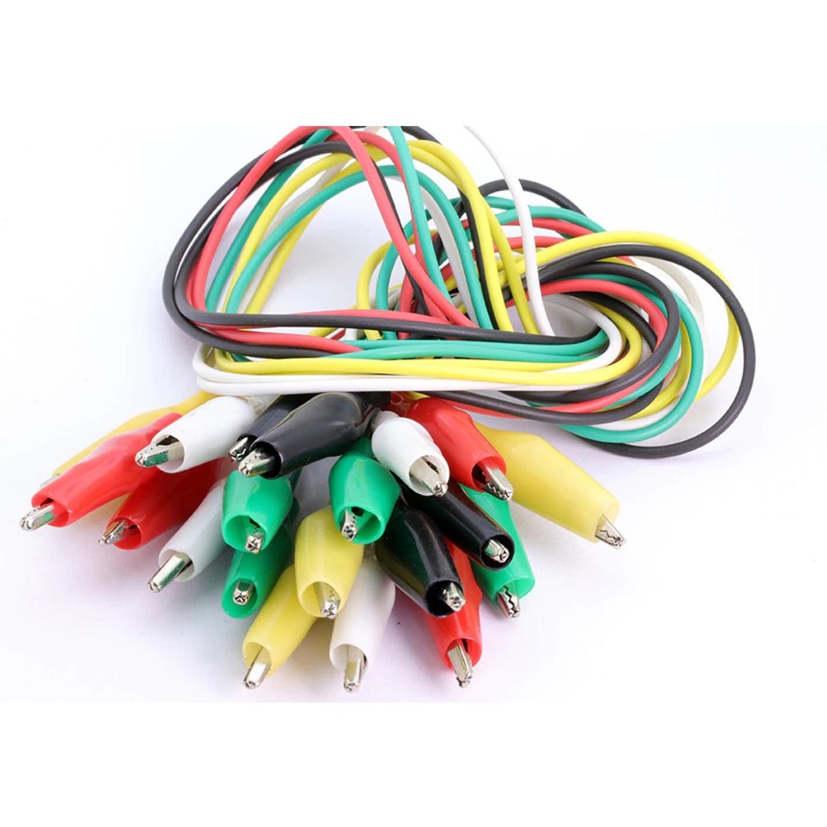 GENERICO - Pack 10 Cables Pinza Caimán Colores Largo 50cm