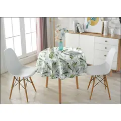 GENERICO - Mantel Redondo para Mesa Comedor - Diámetro 140 Cm Hojas verdes
