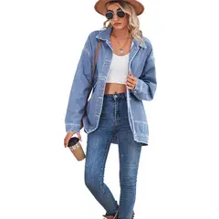 TIOZONEY - Chaquetas De Jeans Mujer -Azul