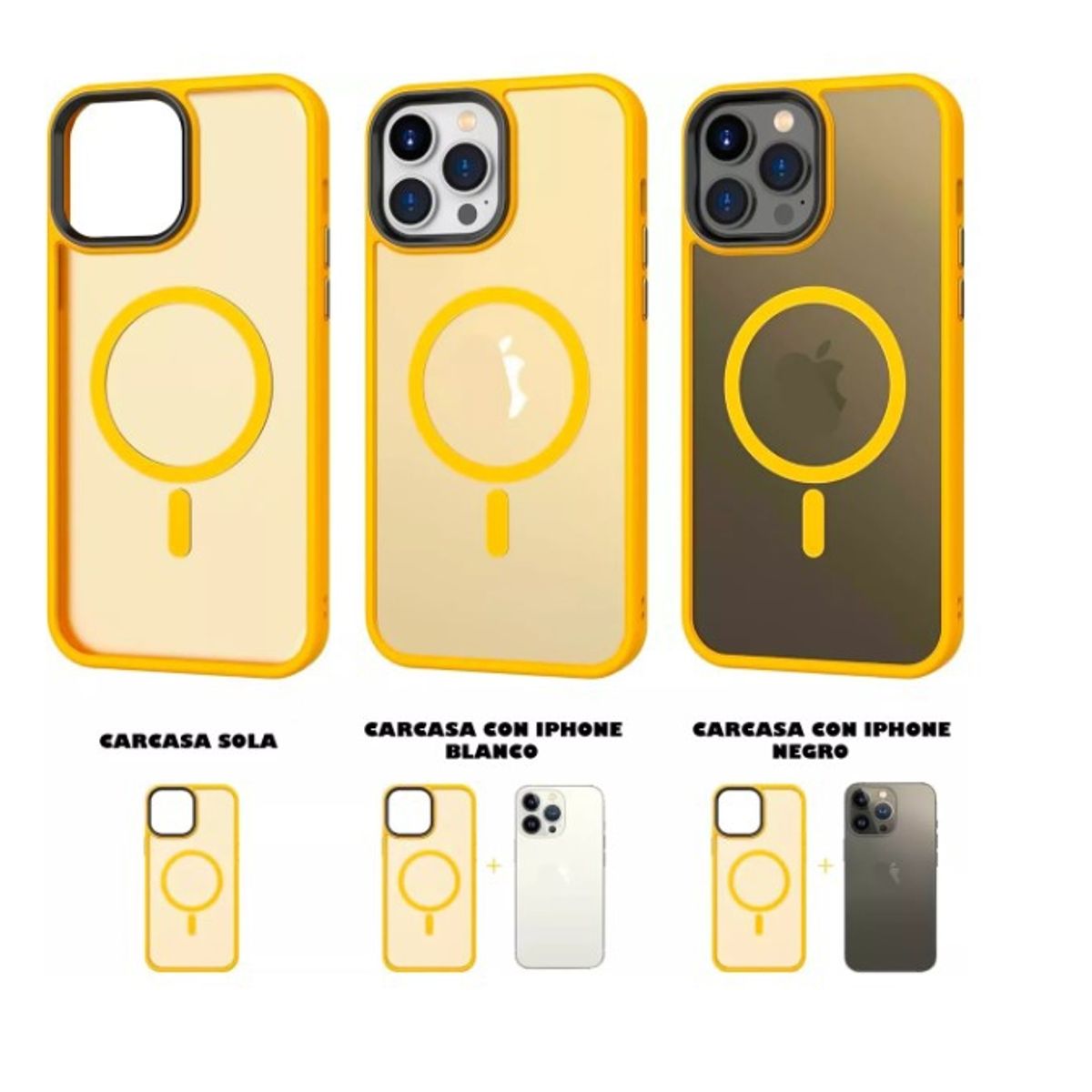 GENERICO - Carcasa Mate Para iPhone 13 Pro Funda Magnética Traslucida Naranja