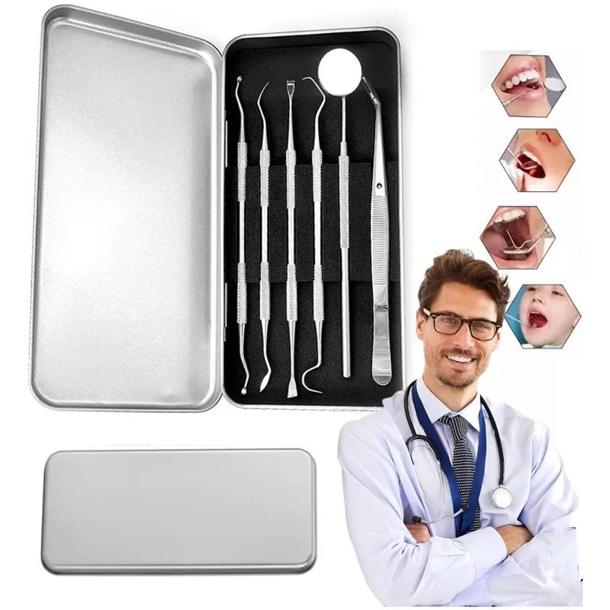 KUANGYE - Set De Implementos Higiene Dental Herramientas Espejo