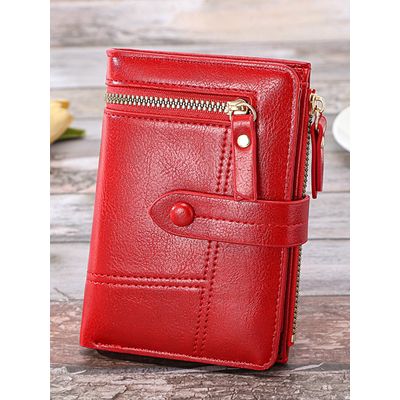 Imagen 2 del producto Billetera Pequeña Con Cremallera Cuero - Rojo