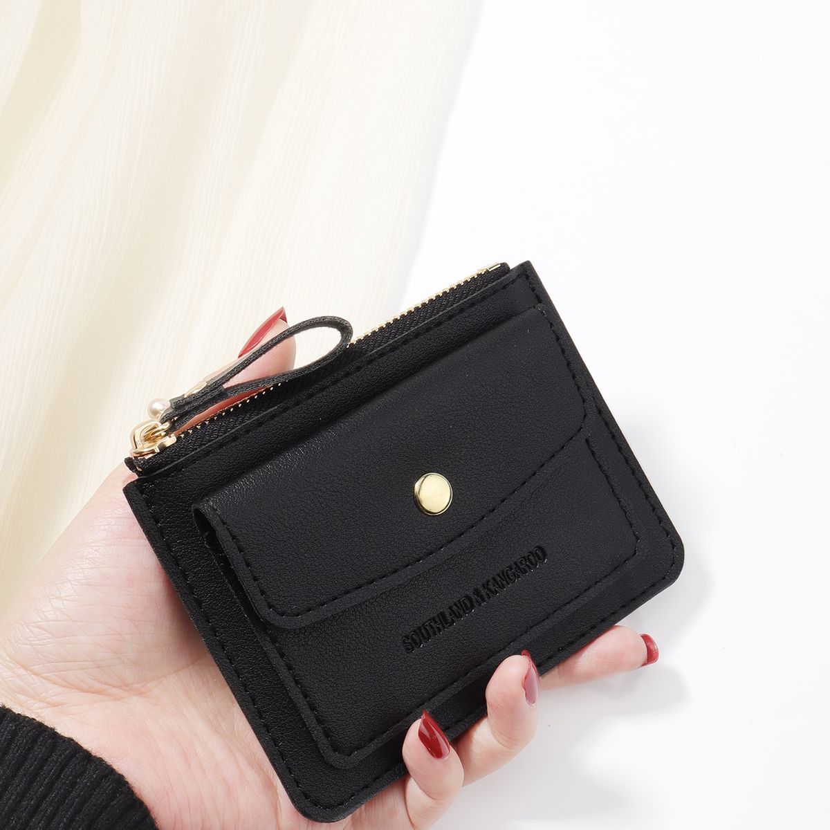 VATYERTY - Cartera De Mujer Pequeña Con Cremallera negro