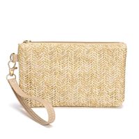 Mini Bolso De Paja Minimalista Con Correa De Muñeca beige