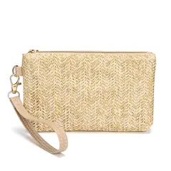 VATYERTY - Mini Bolso De Paja Minimalista Con Correa De Muñeca beige