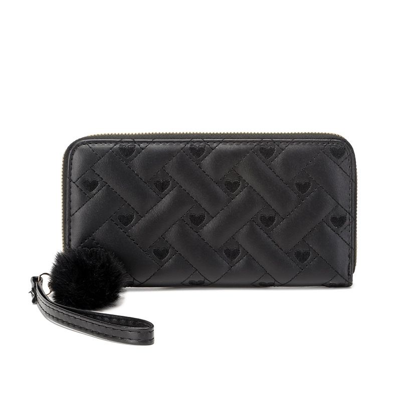 VATYERTY - Cartera Larga Bordada Con Corazones Negro