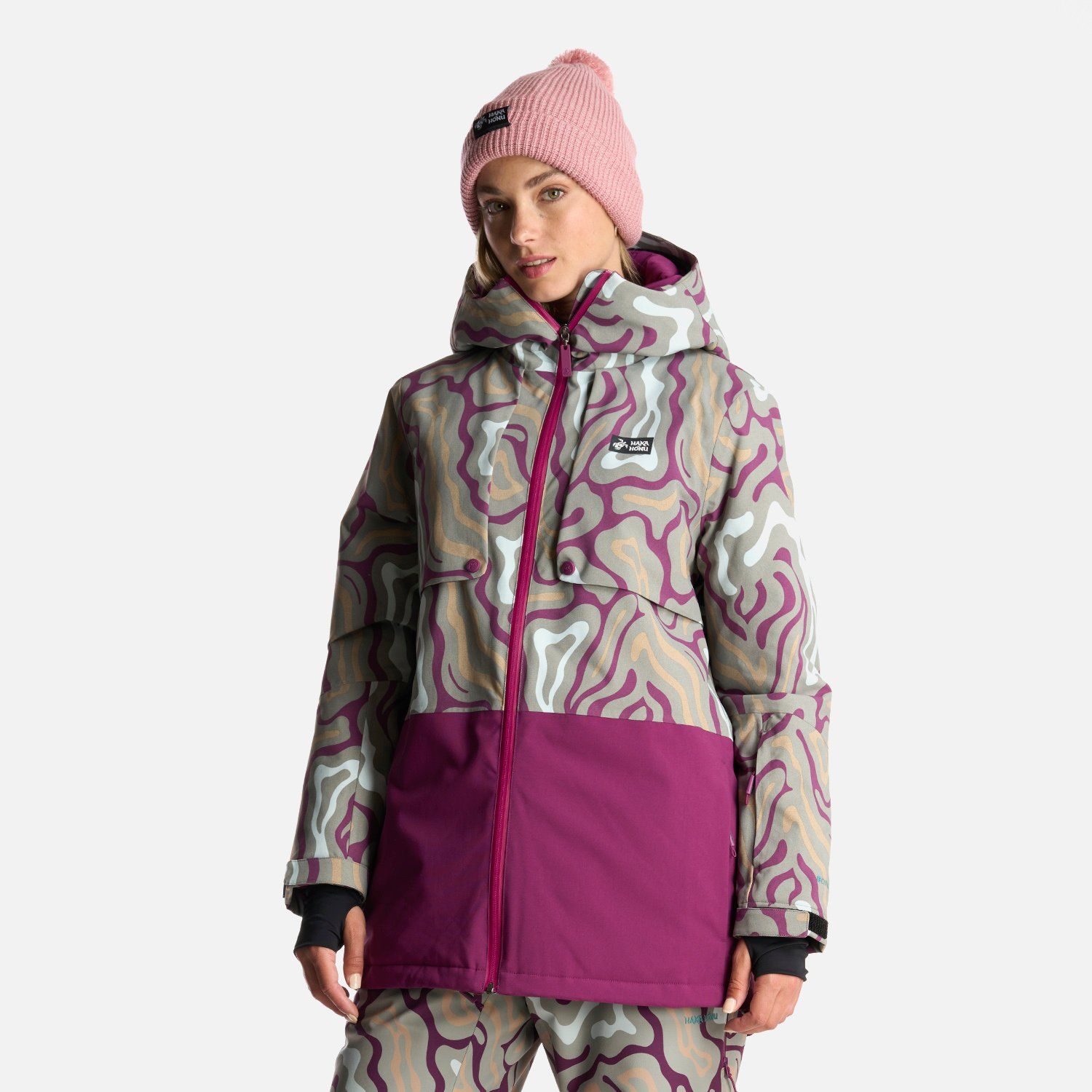 HAKA HONU Chaqueta Mujer Yeti Print Verde Claro Haka Honu