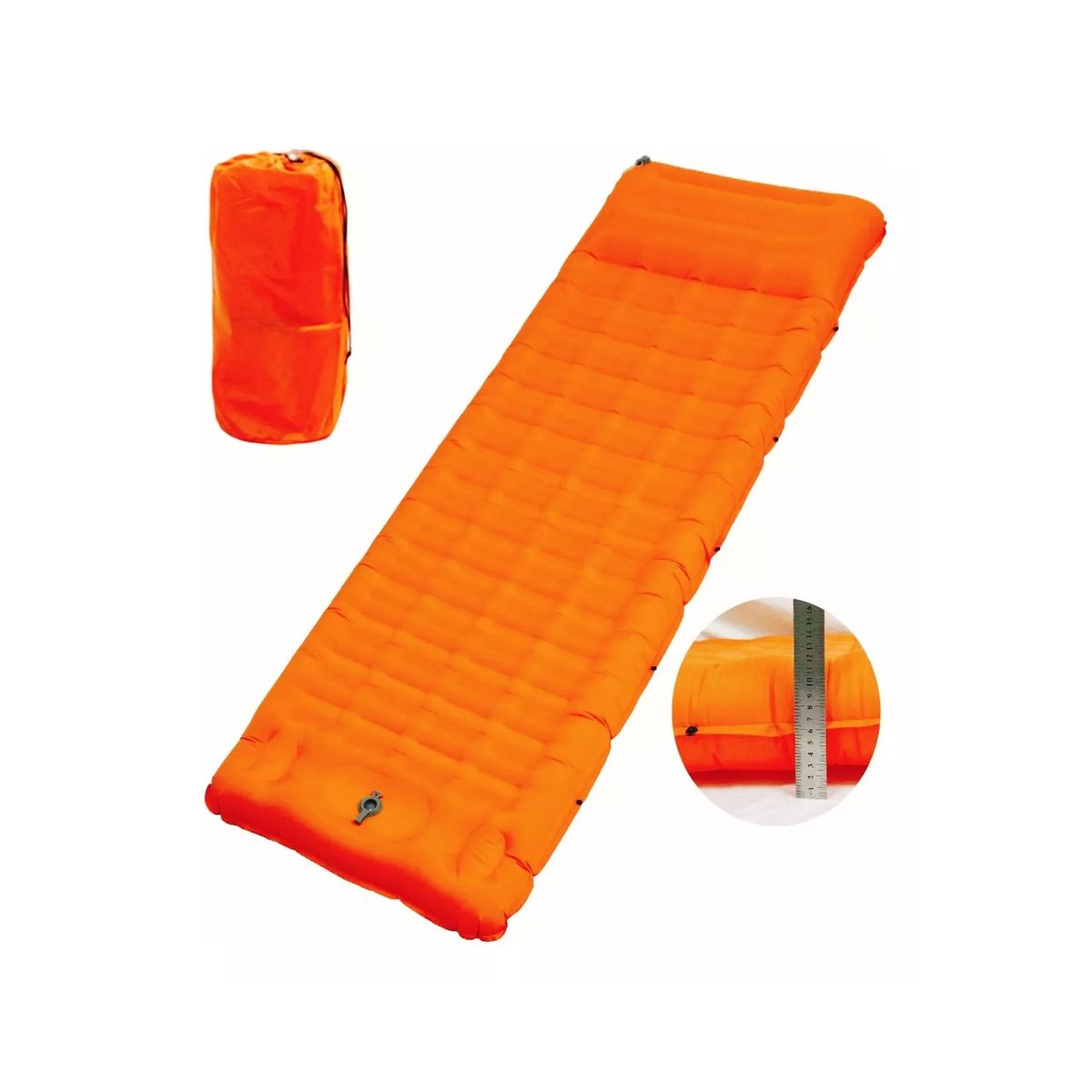 GENERICO - Colchon Inflable Individual Camping Con Almohada Naranja