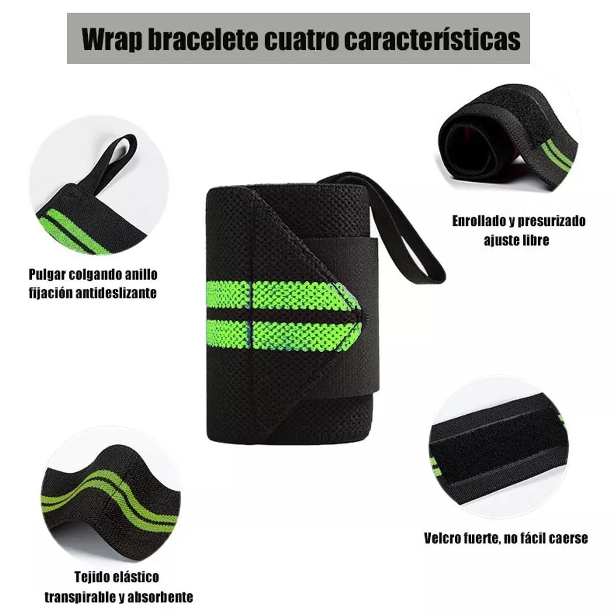 GENERICO - Par Muñequera Elástica Ajustable Deportiva Pesas Gym