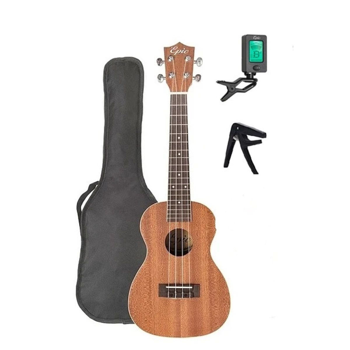 EPIC - Set Ukelele Tenor Epic 26P  con Afinador Cejillo Funda