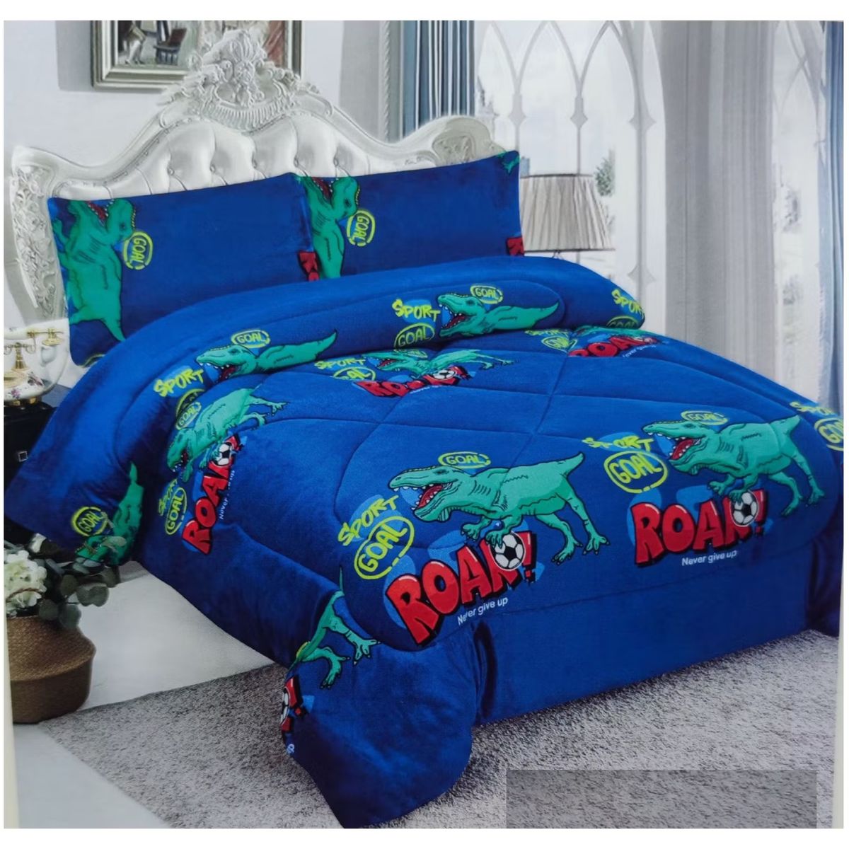 COMPRAPO - Cobertor Chiporro Infantil Dino Sport Gol + 1 Funda 1,5 Plaza