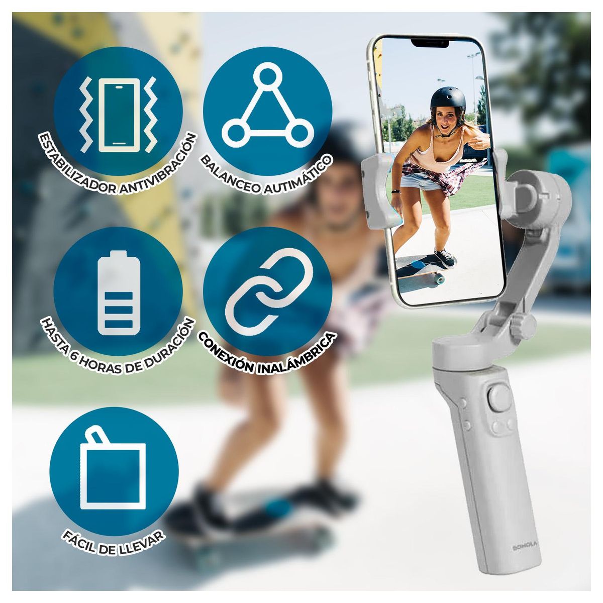 GLOBAL LATIN GROUP - Estabilizador Gimbal para Teléfono Celular 2 en 1 con Trípode