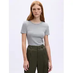 GAP - Polera Rib Manga Corta Mujer Gris
