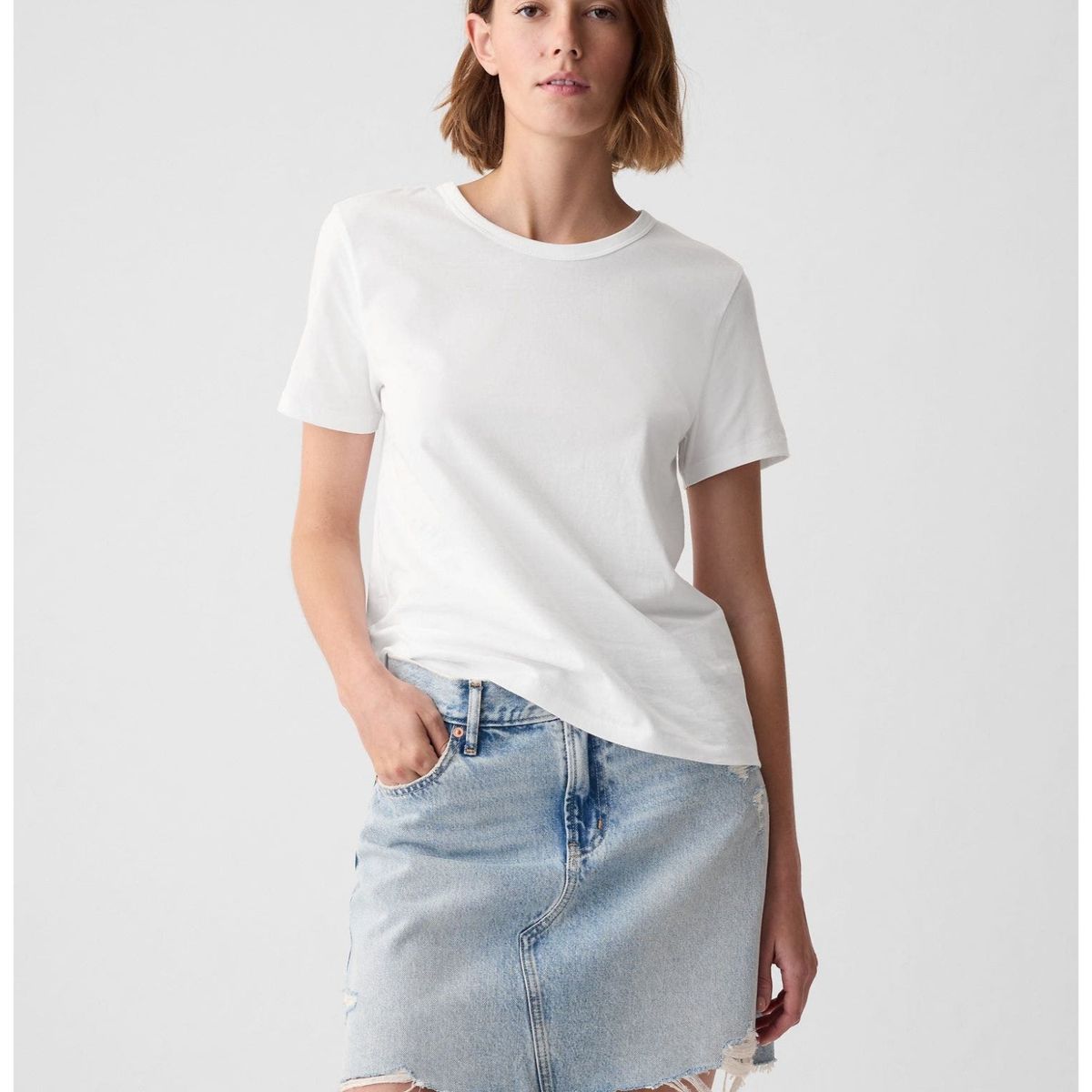 GAP - Polera Mujer Cuello Redondo Blanco GAP