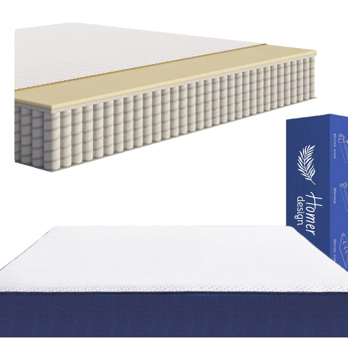 HOMER DESIGN - Colchón pocket Homer design resolte 1.5 plazas 105x200x20cm