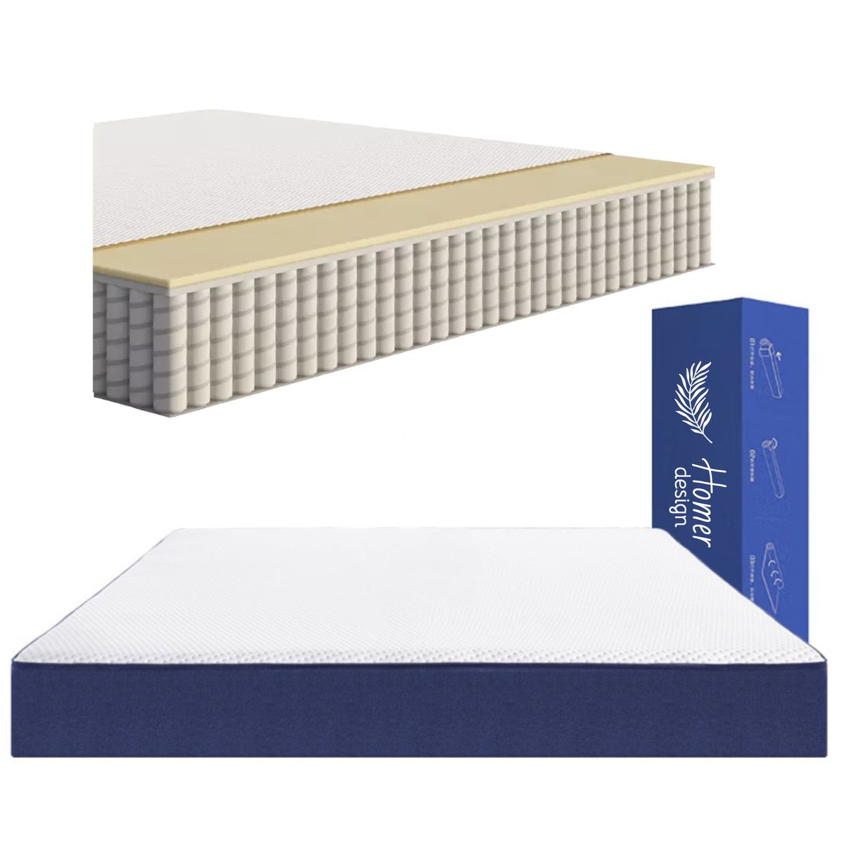 HOMER DESIGN - Colchón pocket Homer design resolte 1.5 plazas 105x200x20cm