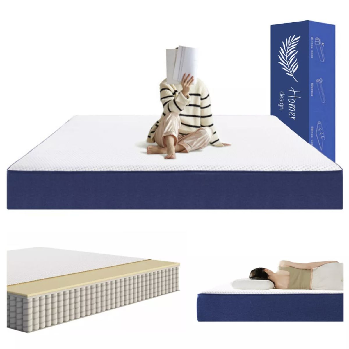 HOMER DESIGN - Colchón pocket Homer design resolte 1.5 plazas 105x200x20cm