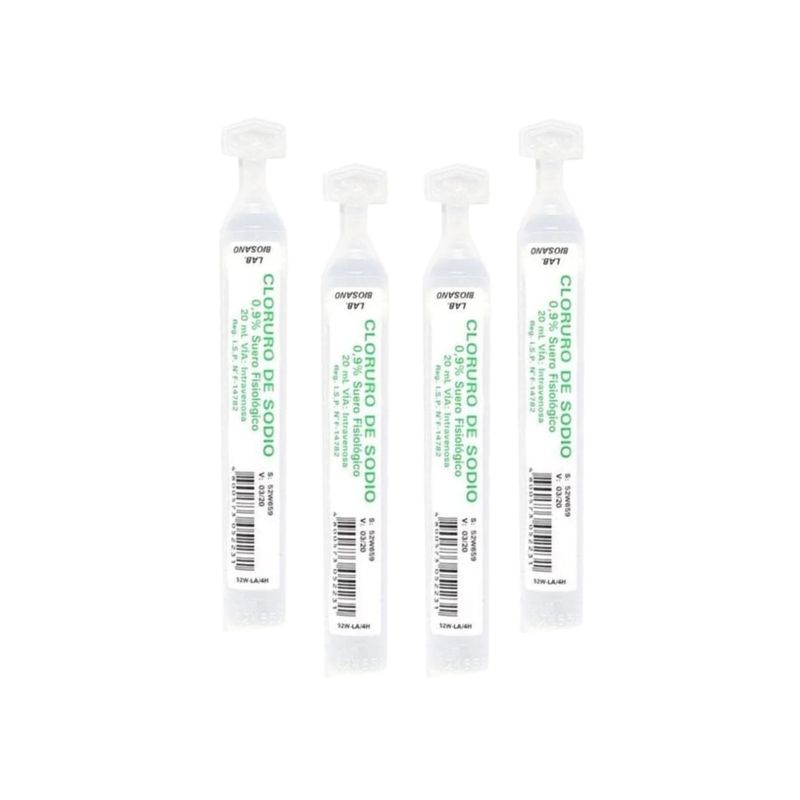 GENERICO - Pack 20 Ampollas Suero Fisiológico 20ml Cloruro De Sodio