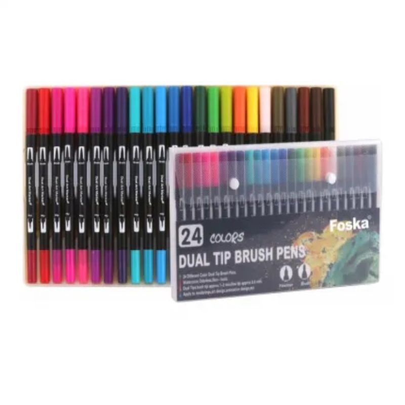 FOSKA - Set 24 lettering marcadores doble punta pincel brush