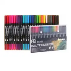 FOSKA - Set 24 lettering marcadores doble punta pincel brush